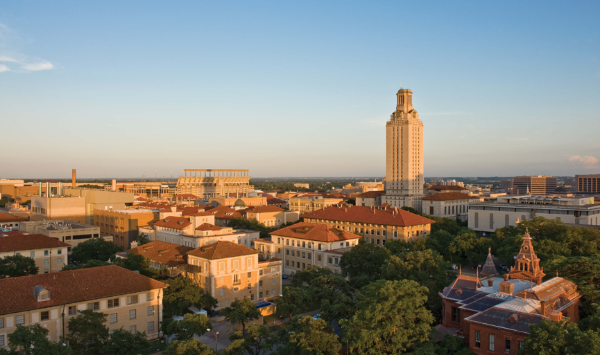 Aerial view of University of Texas at Austin campus