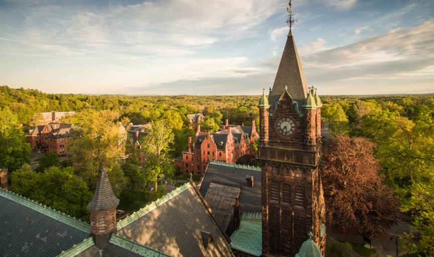 Aerial view of Mount Holyoke College campus