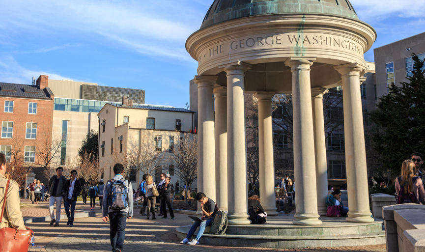 Students on campus at the George Washington University